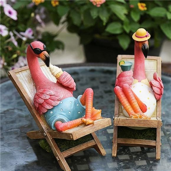 Pink Flamingo Garden Statues - Flamingo Ornament Statues For Summer Desk Decor - Picture 1 of 5